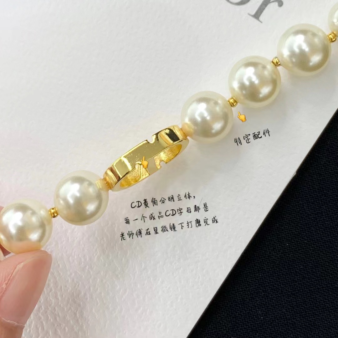 Replica Dior CD Pendant Pearl Choker Necklace