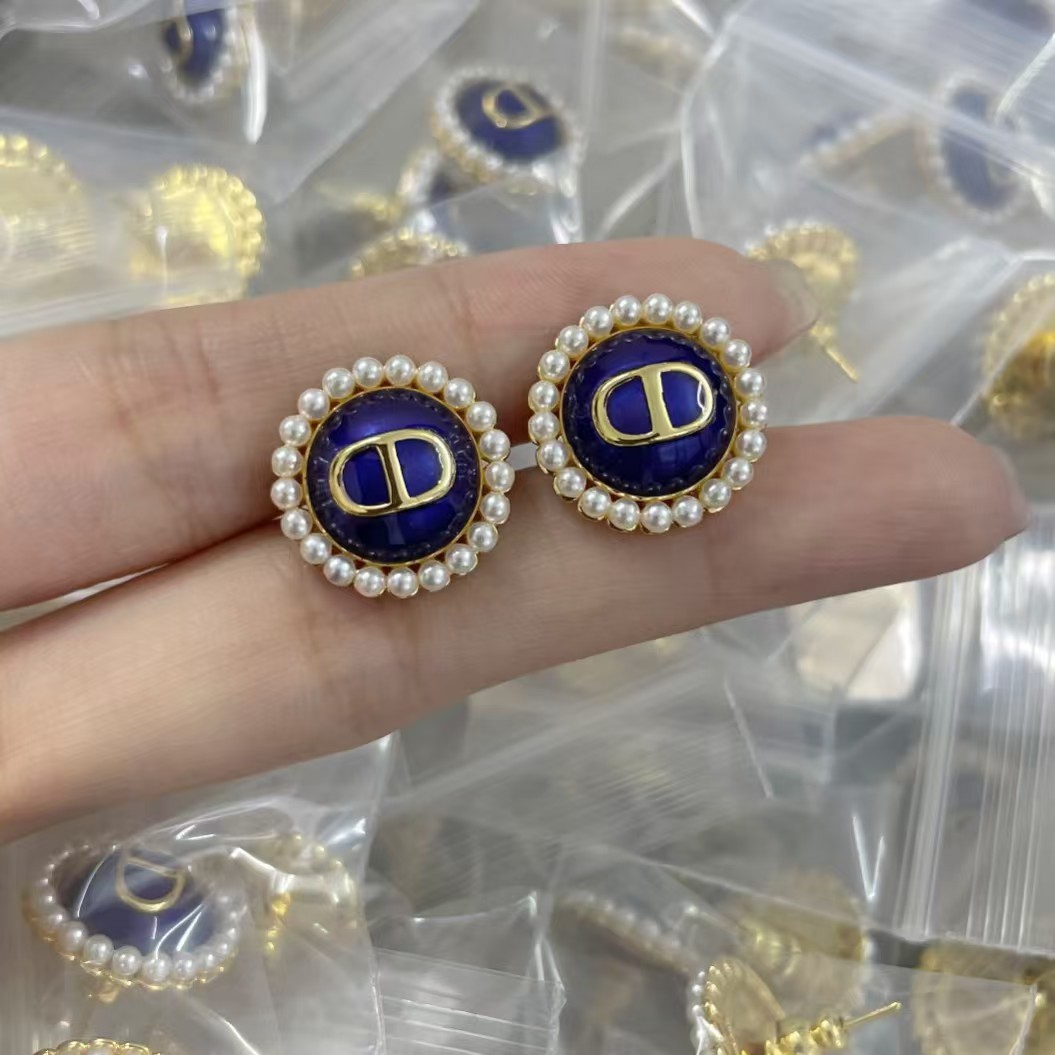 Replica Dior Purple Round Stud Earrings