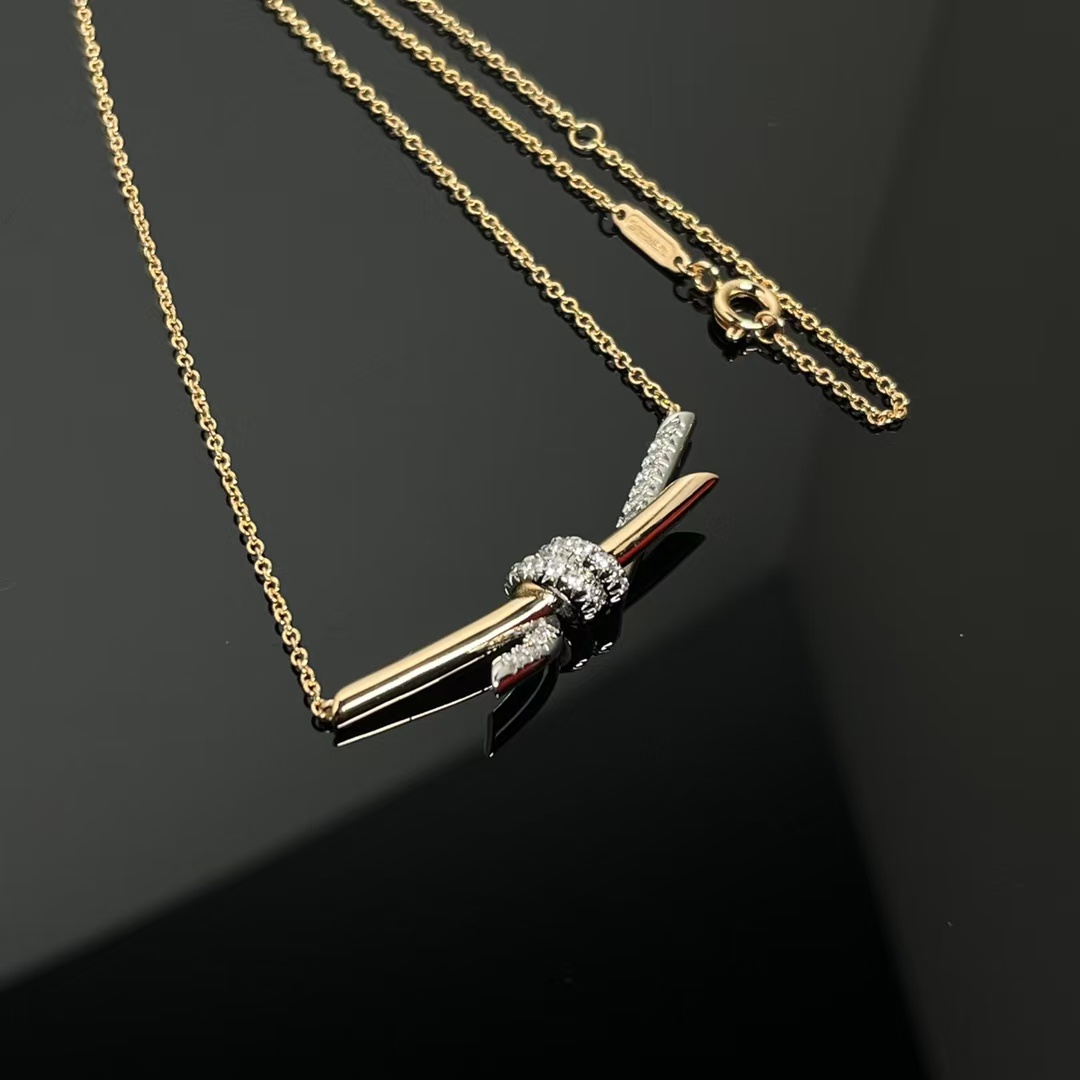 Replica Tiffany Knot Pendant Necklace - Mixed Metal Color