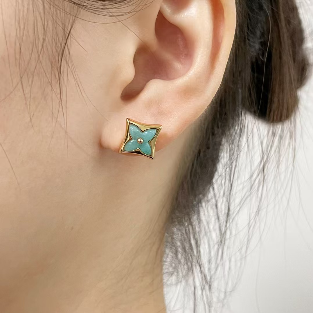 Replica Louis Vuitton AB Style Amazonite Stud Earrings