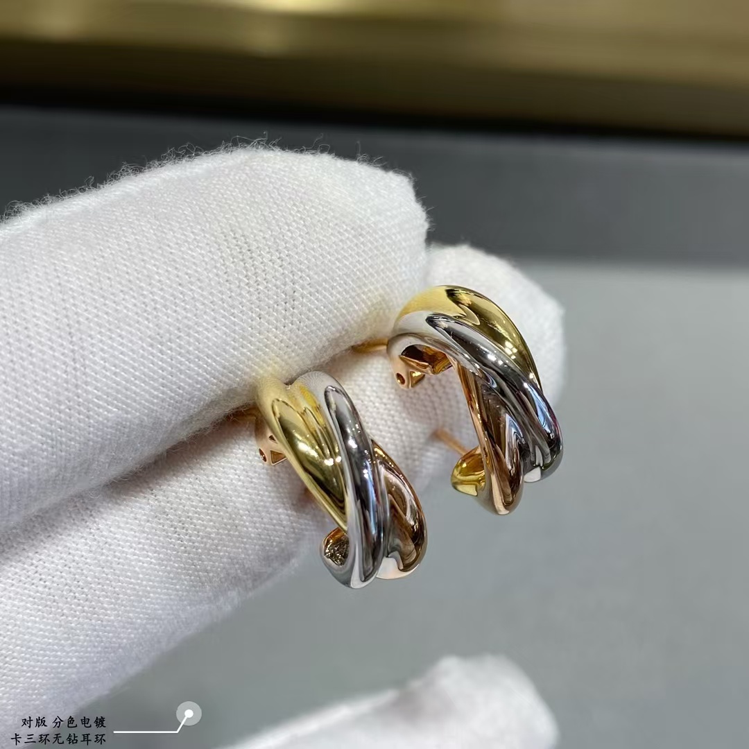 Replica Cartier Three Colors Metal Hoop Earrings