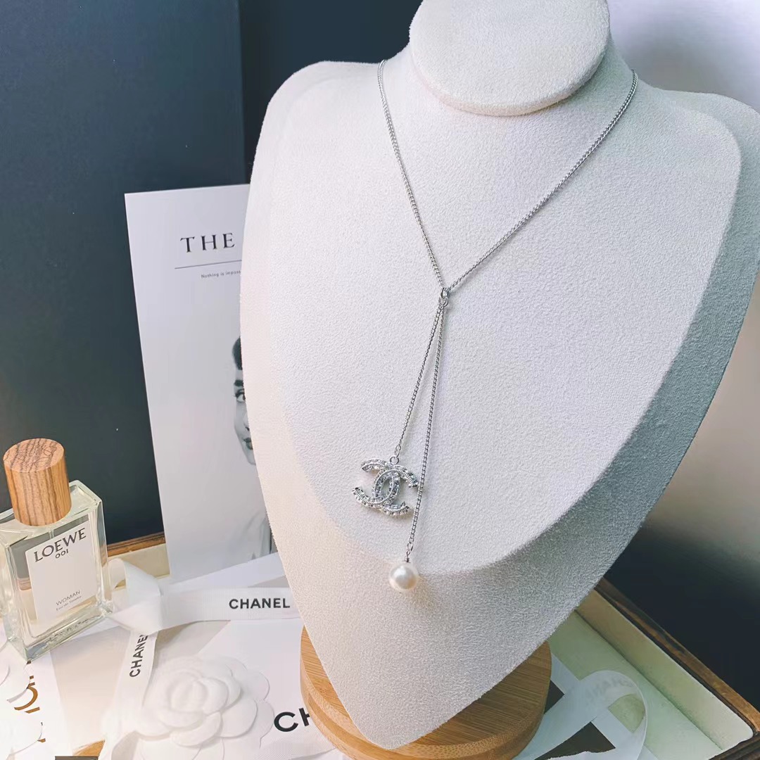 Replica Chanel Silver Color Tassel Pendant Necklace