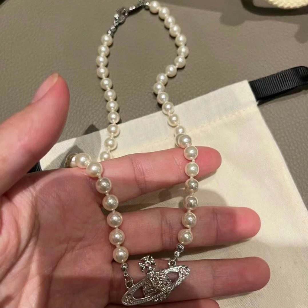 Replica Vivienne Westwood Pink Saturn Necklace