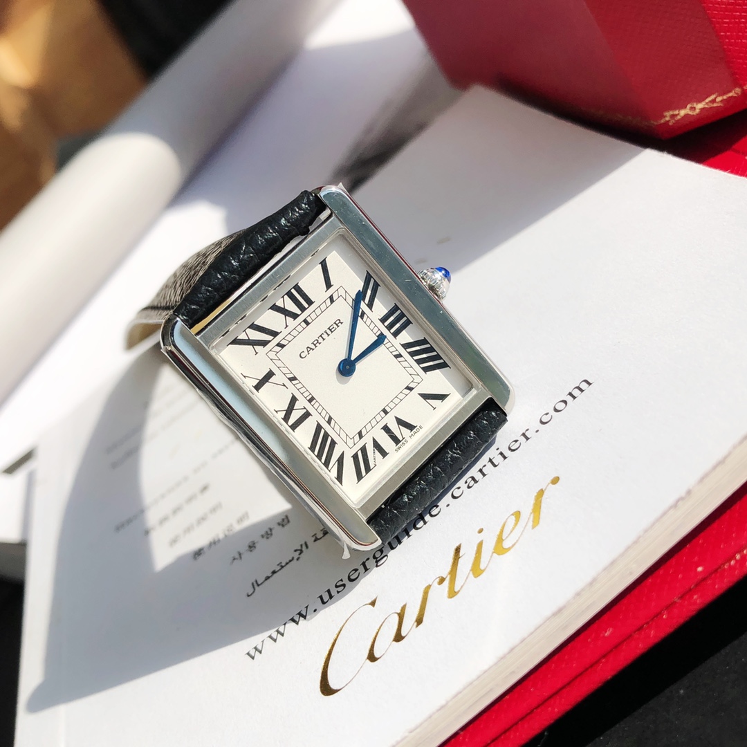 Replica Cartier Classic Tank Series Calf Leather Strap Women Watch