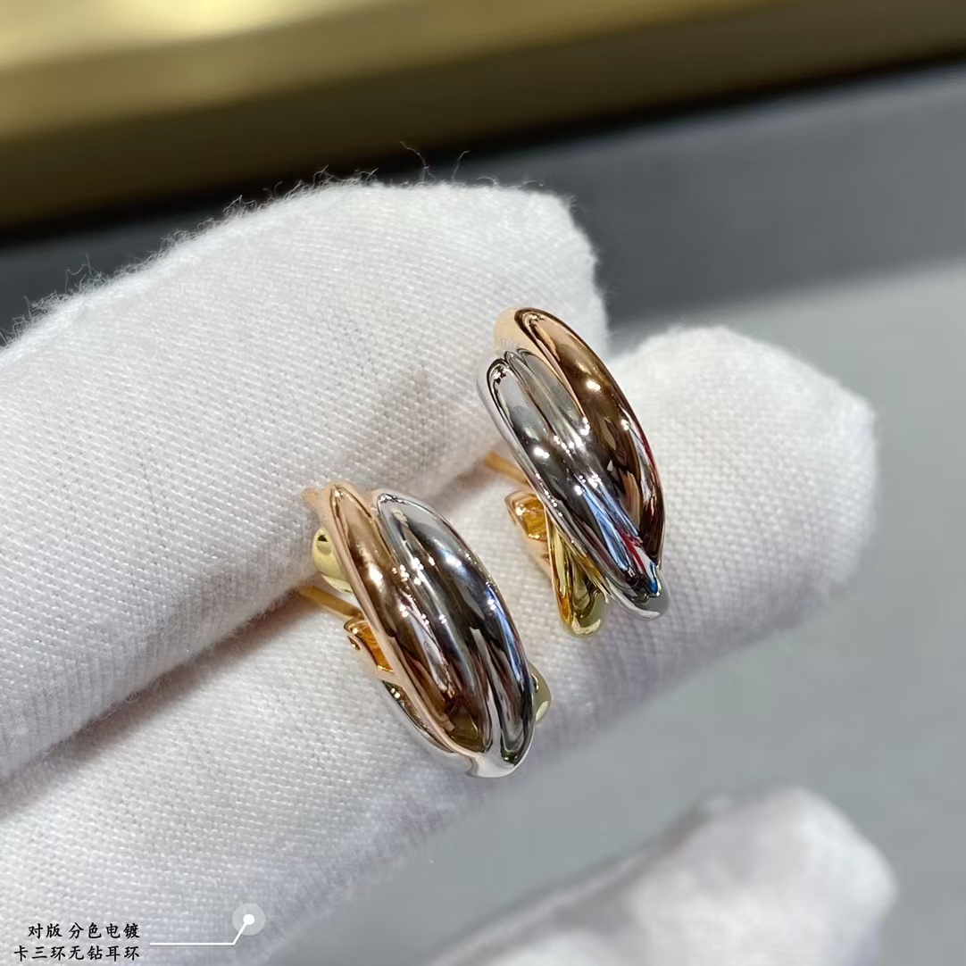 Replica Cartier Three Colors Metal Hoop Earrings
