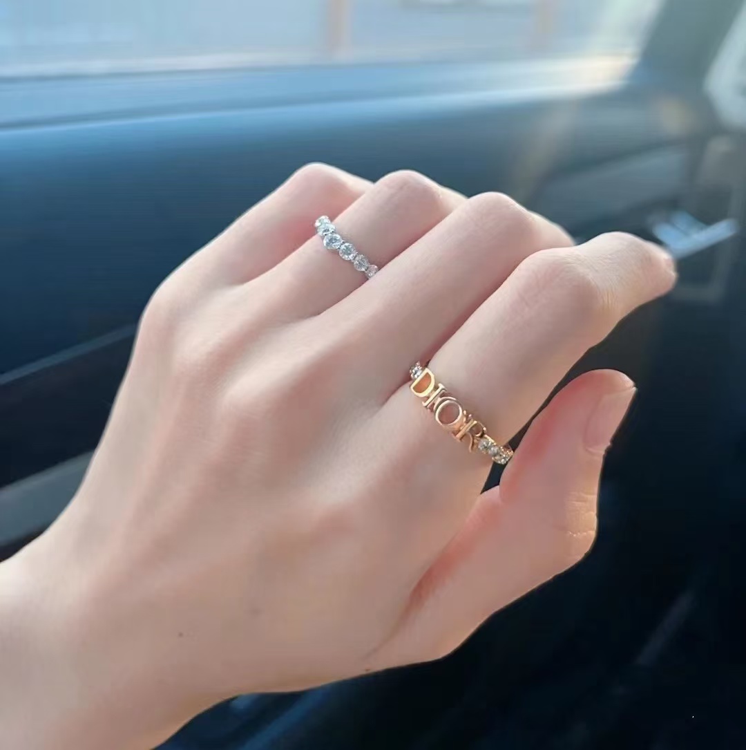 Replica Dior Letters Diamond Paved Ring