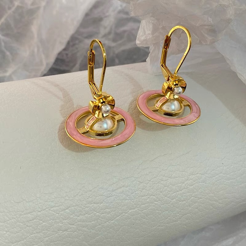 Replica Vivienne Westwood Enamel Saturn Pearl Earrings