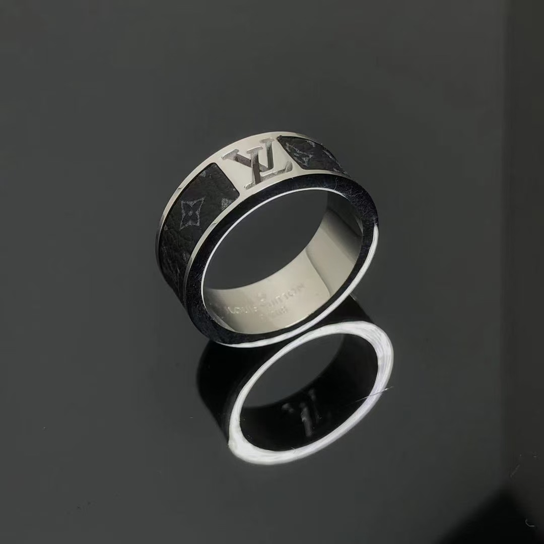 Replica Louis Vuitton Black Leather Ring for Men