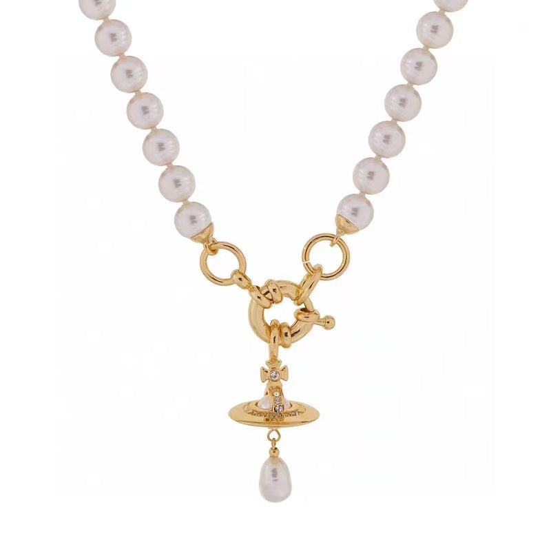 Replica Vivienne Westwood Saturn Pendant Baroque Pearl Necklace
