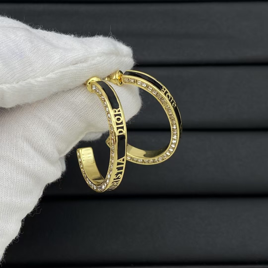 Replica Dior Hoop Enamel Earrings