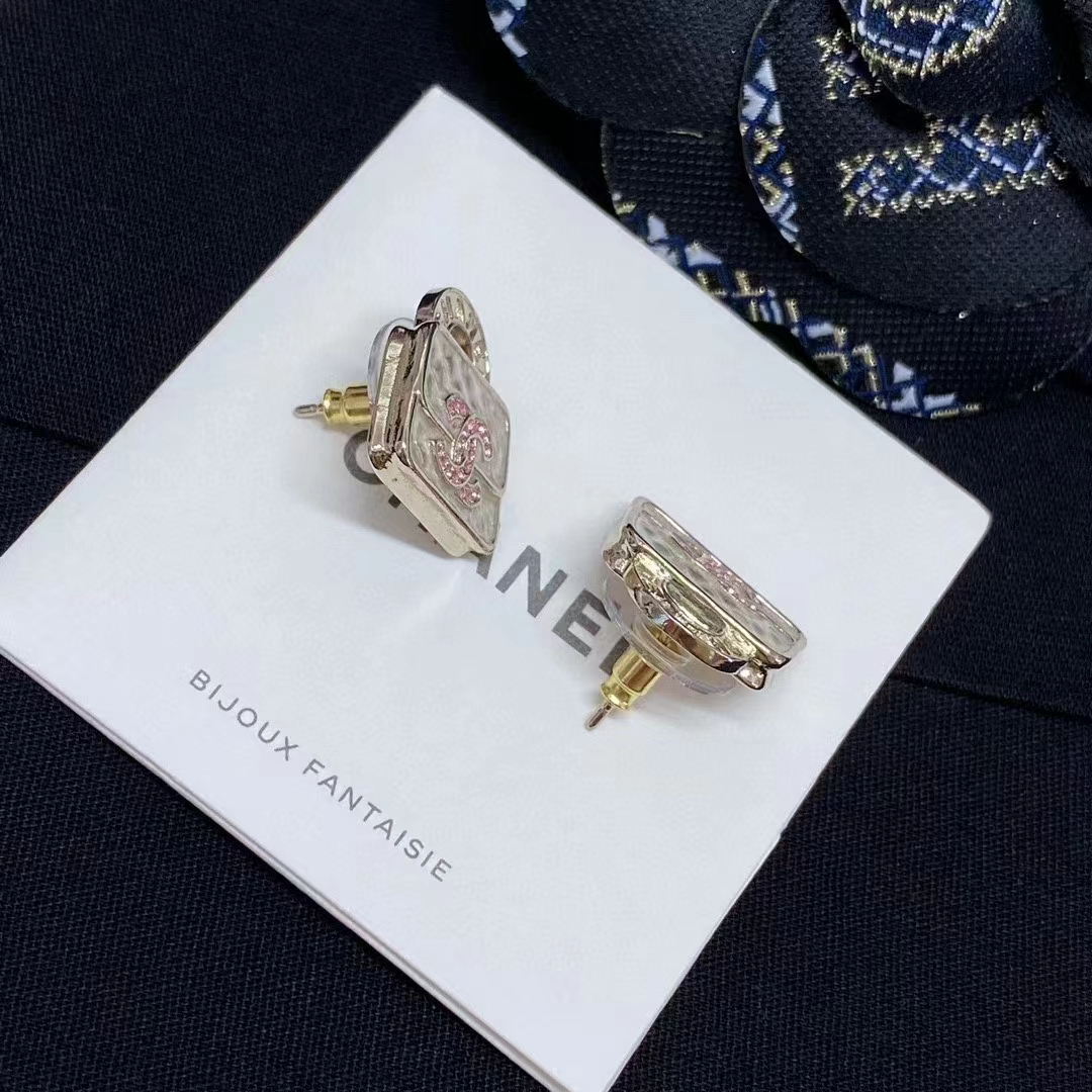 Replica Chanel Pink Double C Lock Earrings