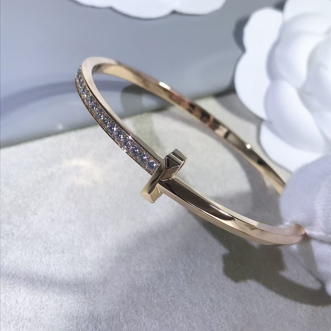 Replica Tiffany T1 Narrow Diamond Hinged Bangle