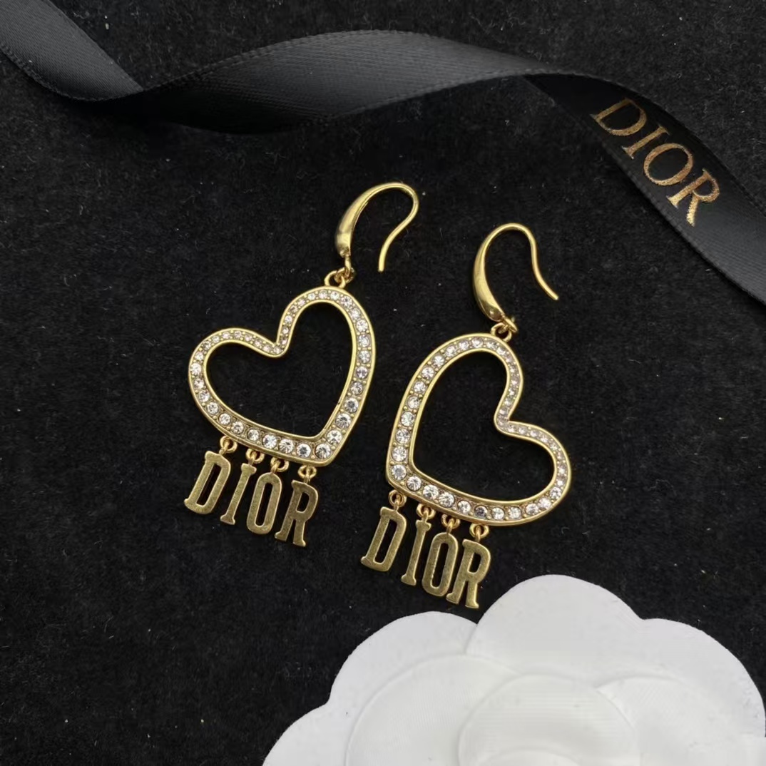 Replica Dior Letters Heart Necklace and Earrings