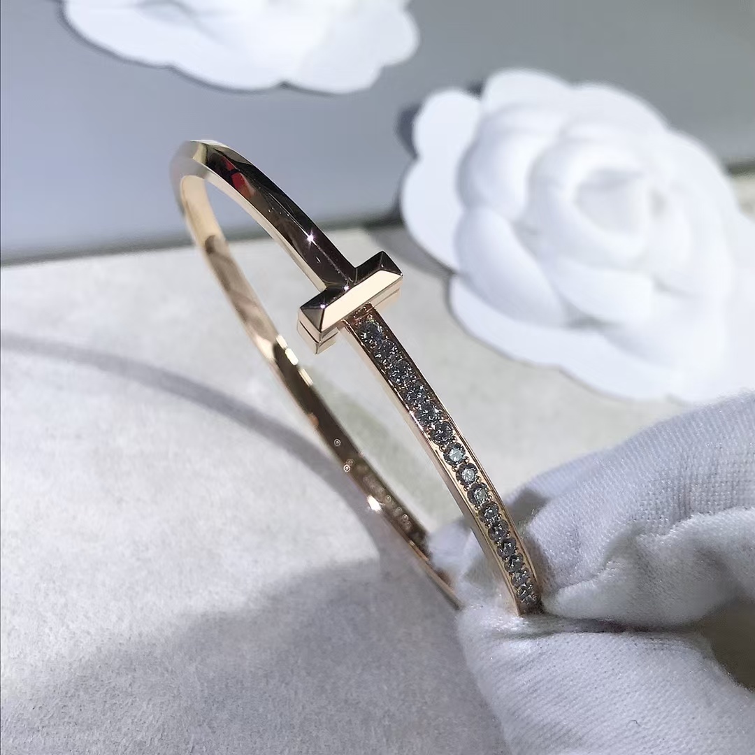 Replica Tiffany T1 Narrow Diamond Hinged Bangle