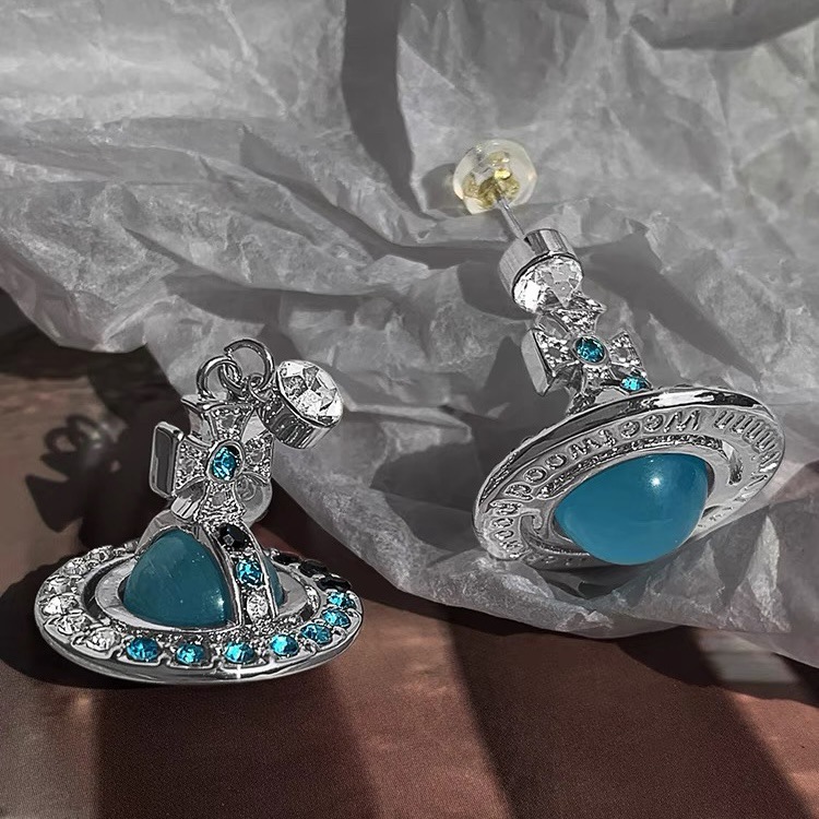Replica Vivienne Westwood Lake Blue Saturn Earrings