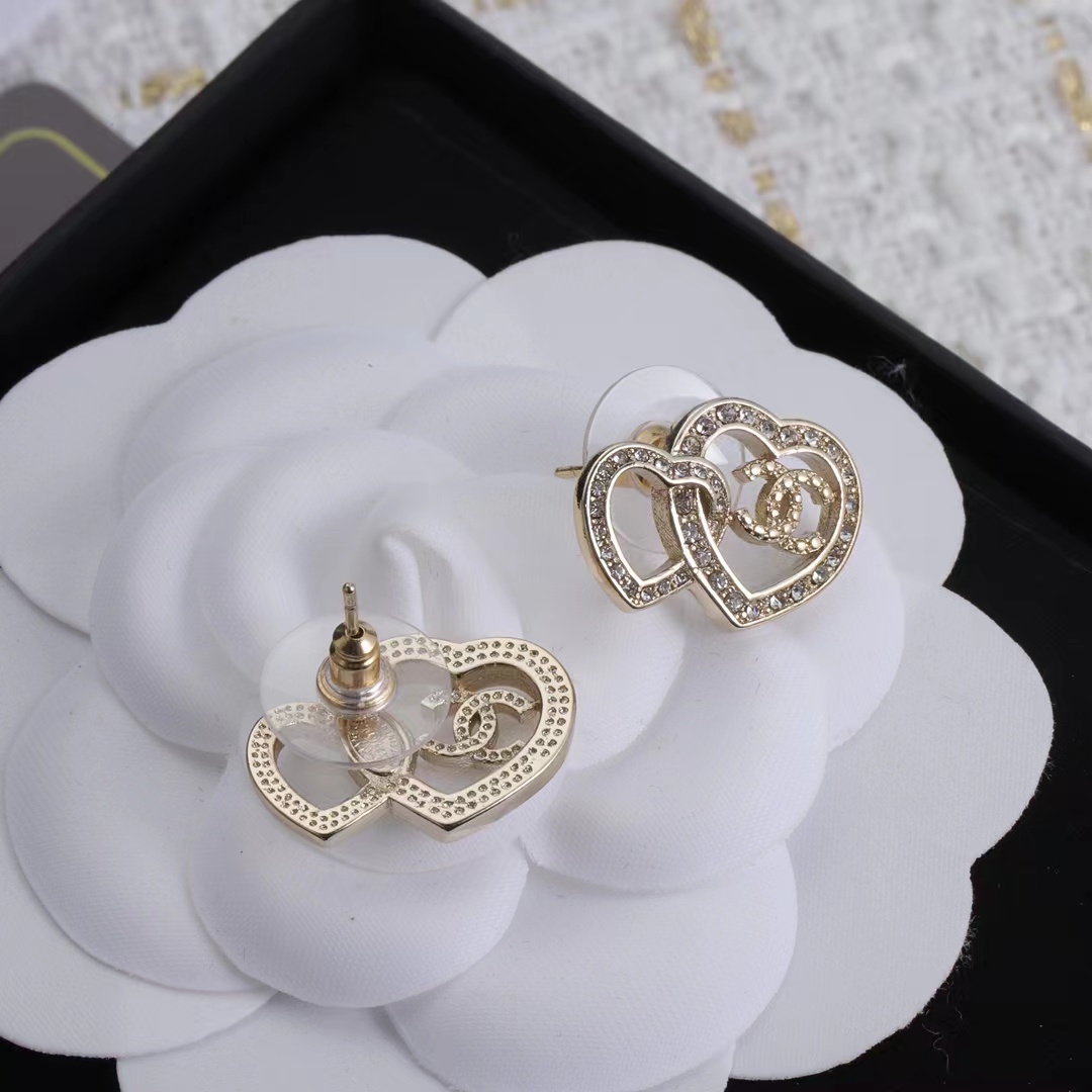 Replica Chanel Two Hollow Heart Stud Earrings