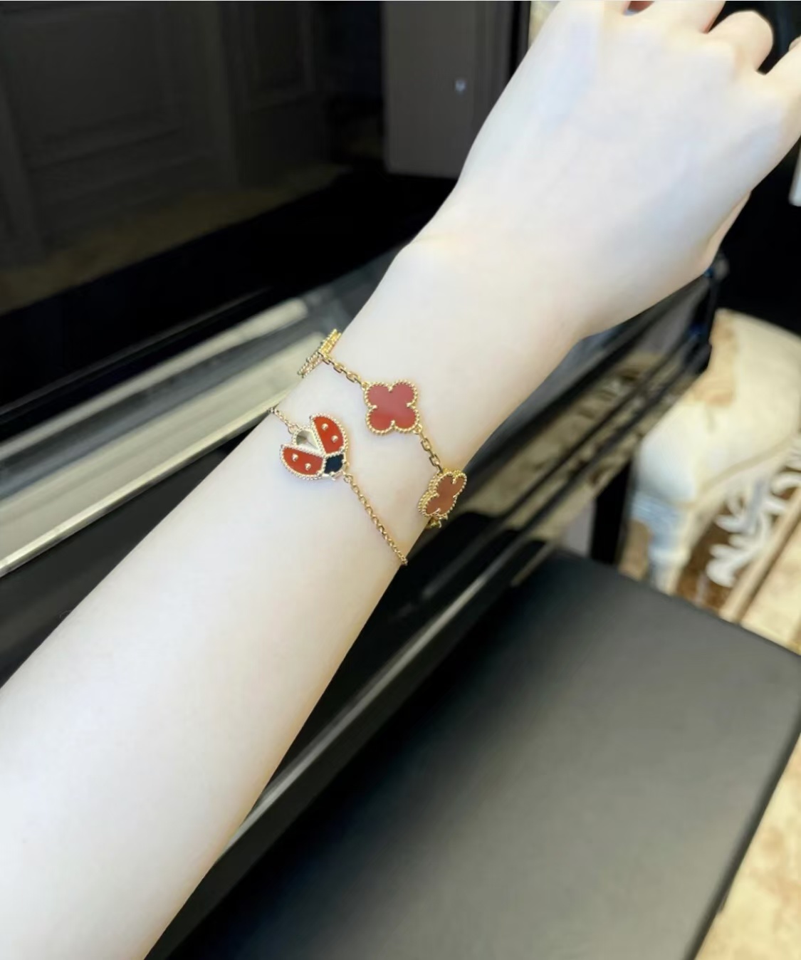 Replica Van Cleef & Arpels Lucky Spring Bracelet, Open Wings Ladybug