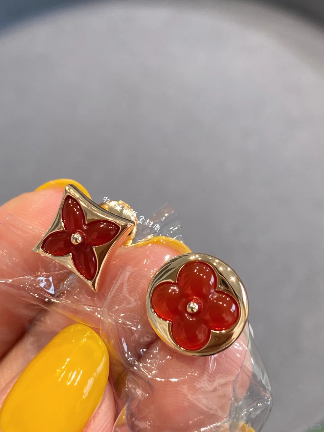 Replica Louis Vuitton AB Asymmetric Red Carnelian Earrings