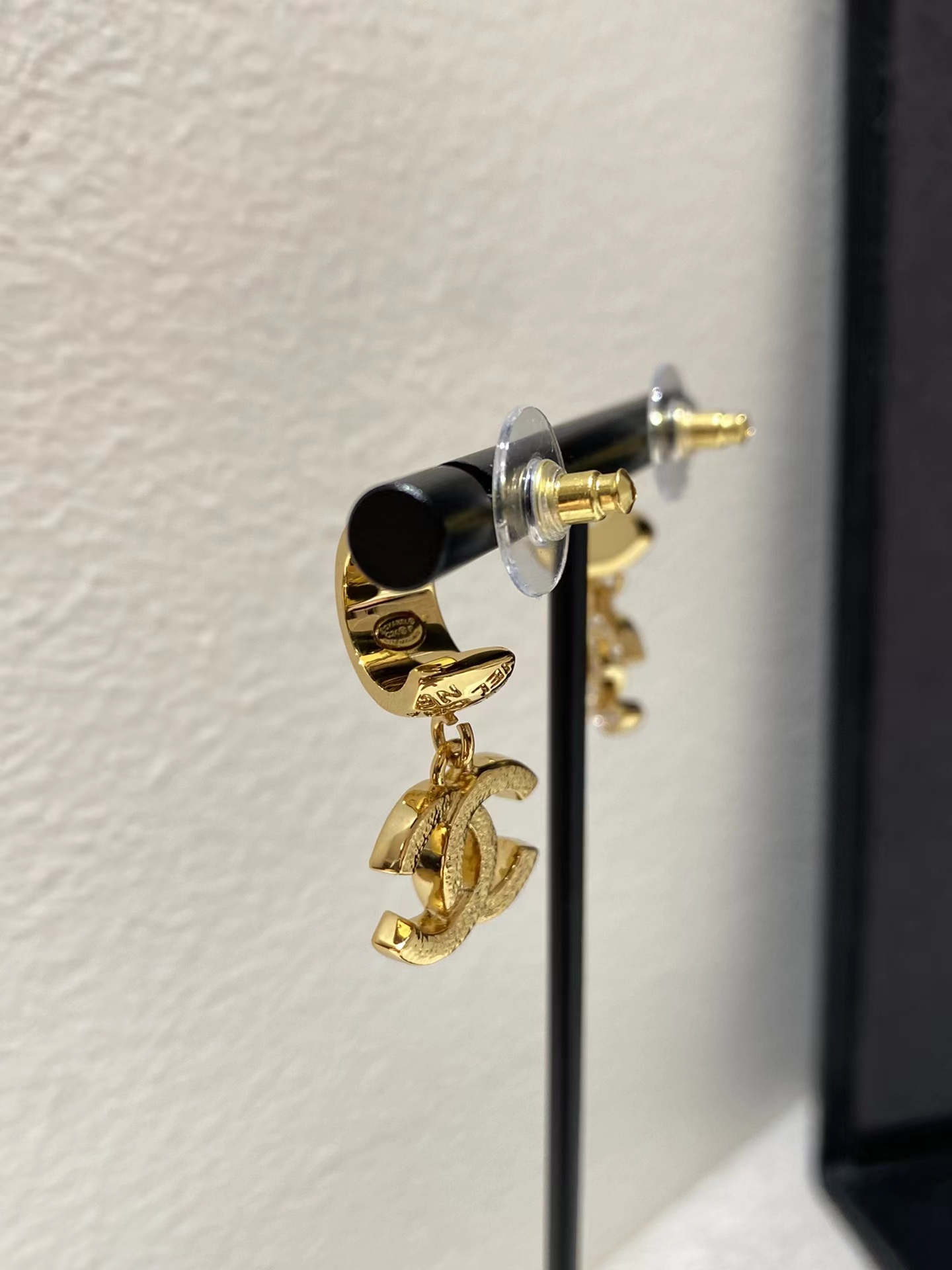 Replica Chanel Gold Color Double C Dangle Earrings