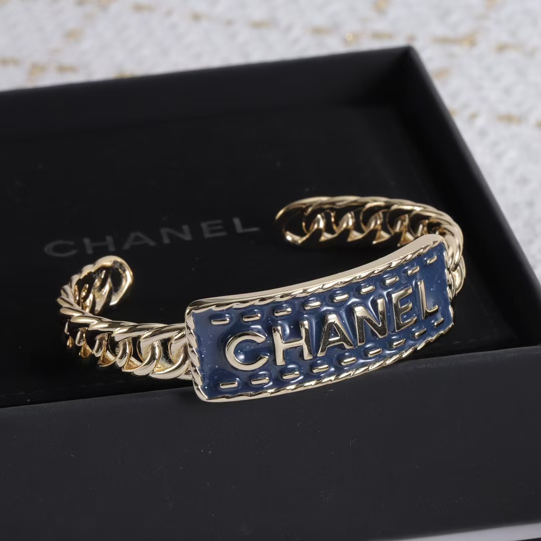 Replica Chanel Letters Denim Open Bangle Bracelet