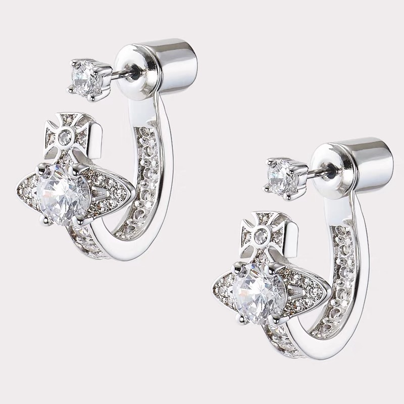 Replica Vivienne Westwood Detachable U Shaped Rhinestone Saturn Earring Stud