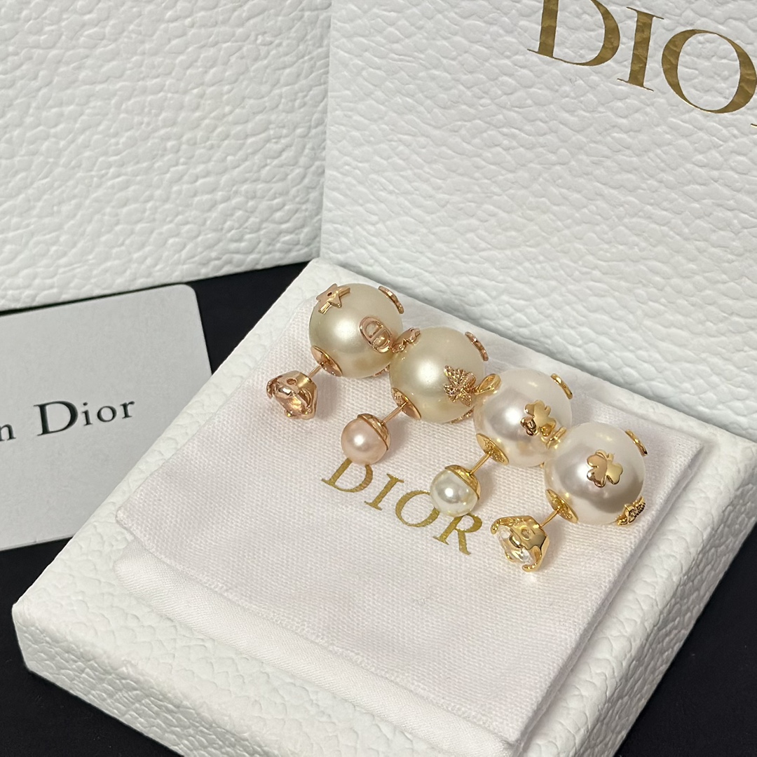 Replica Dior New Two Pearls Stud Earrings