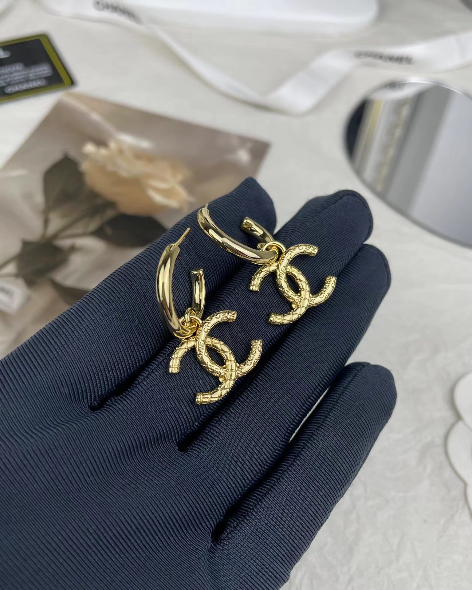 Replica Chanel Golden Double C Earrings