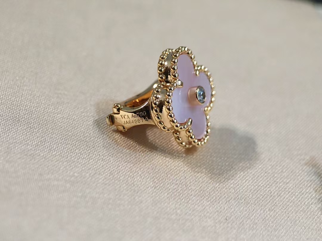 Replica Van Cleef & Arpels Pink Mother of Pearl Clover Stud Earrings