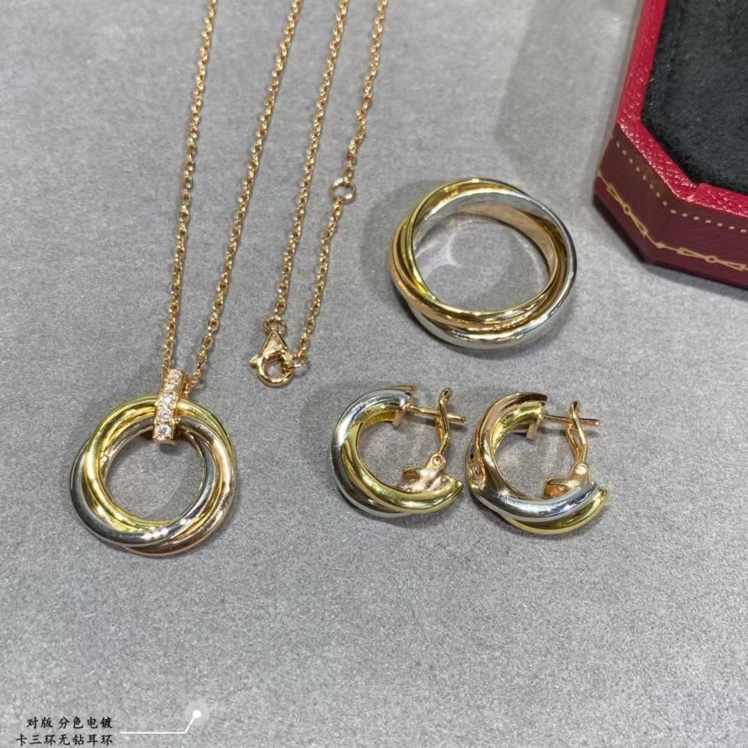 Replica Cartier Three Colors Metal Hoop Earrings
