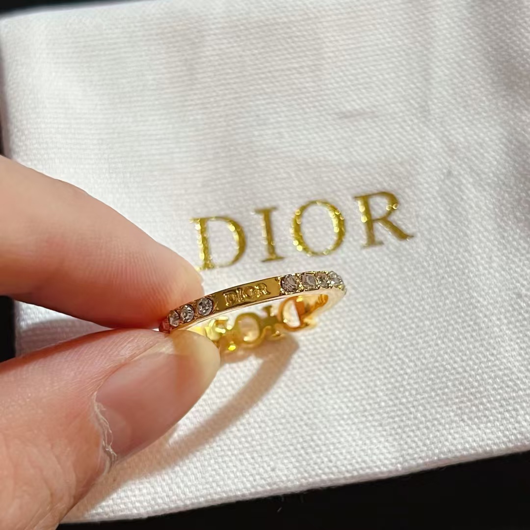 Replica Dior Letters Diamond Paved Ring