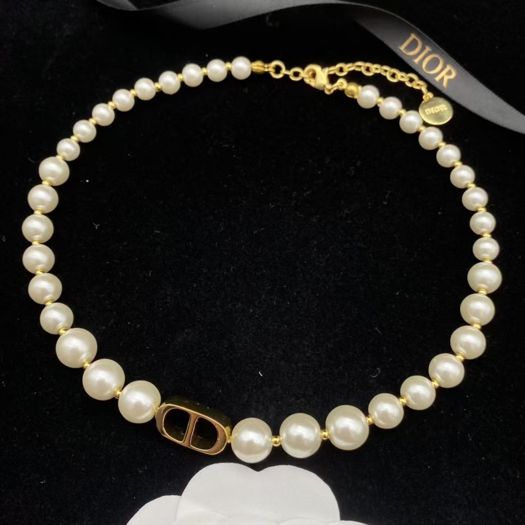 Replica Dior CD Pendant Pearl Choker Necklace