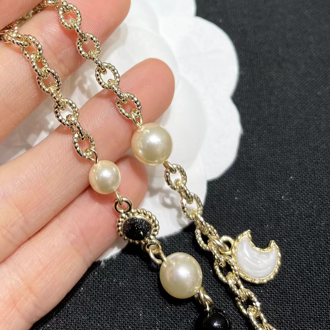 Replica Chanel Moon Star Pearl Charms Necklace