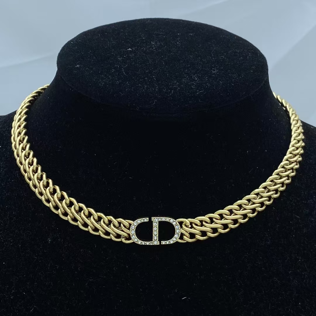 Replica Dior CD Pendant Chunky Cuban Chain Choker Necklace