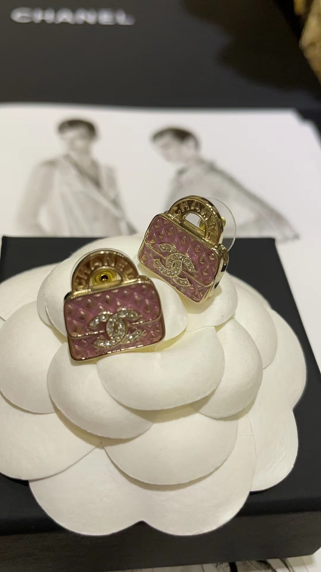 Replica Chanel Pink Bag Earrings