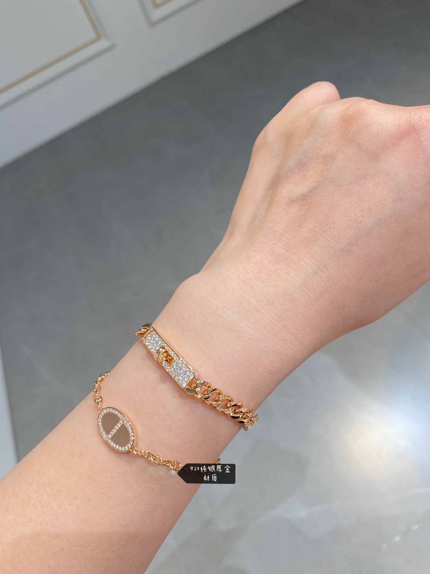 Replica Hermes New Diamond Paved Pig Nose Bracelet