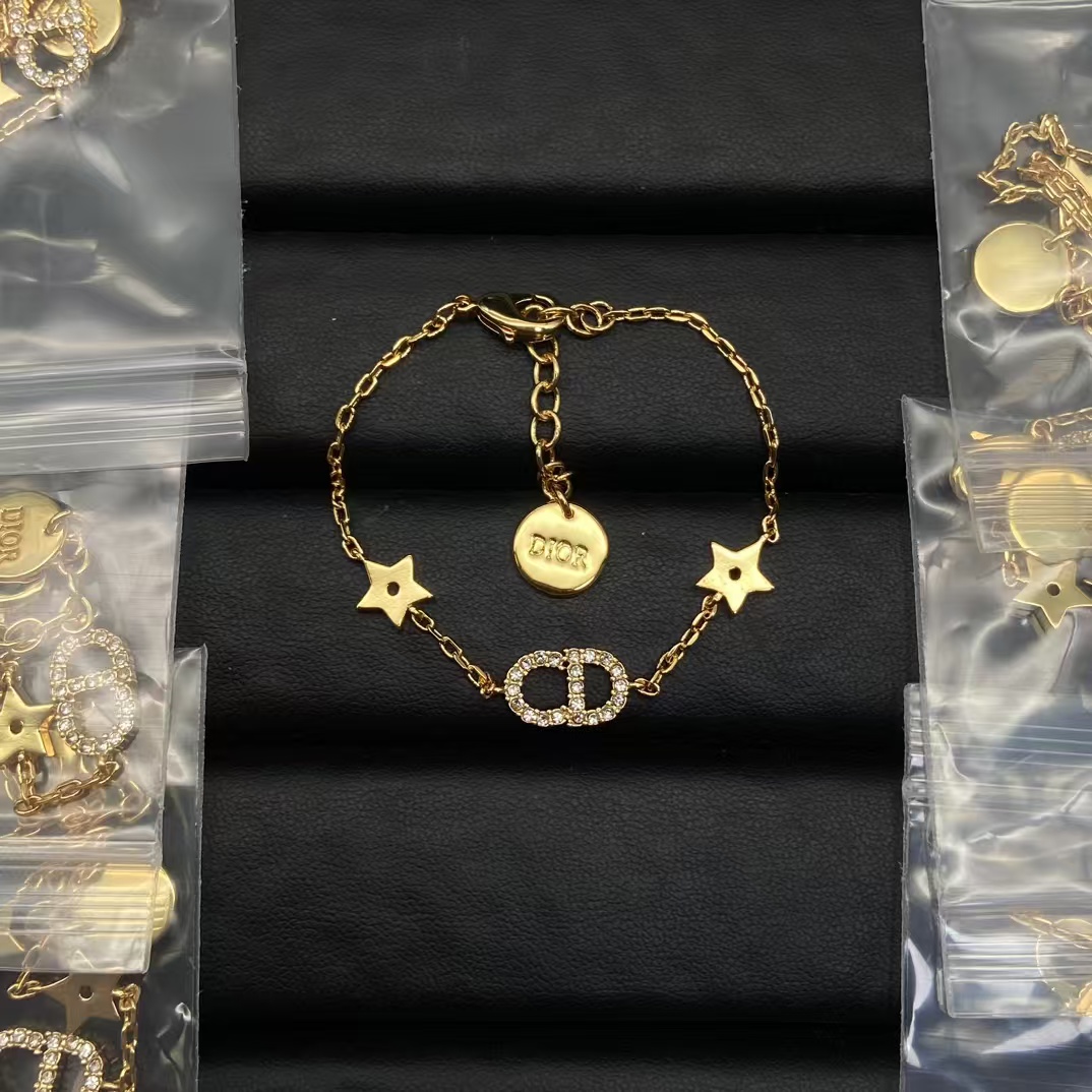 Replica Dior Rose Gold Chain Star and CD Bracelet