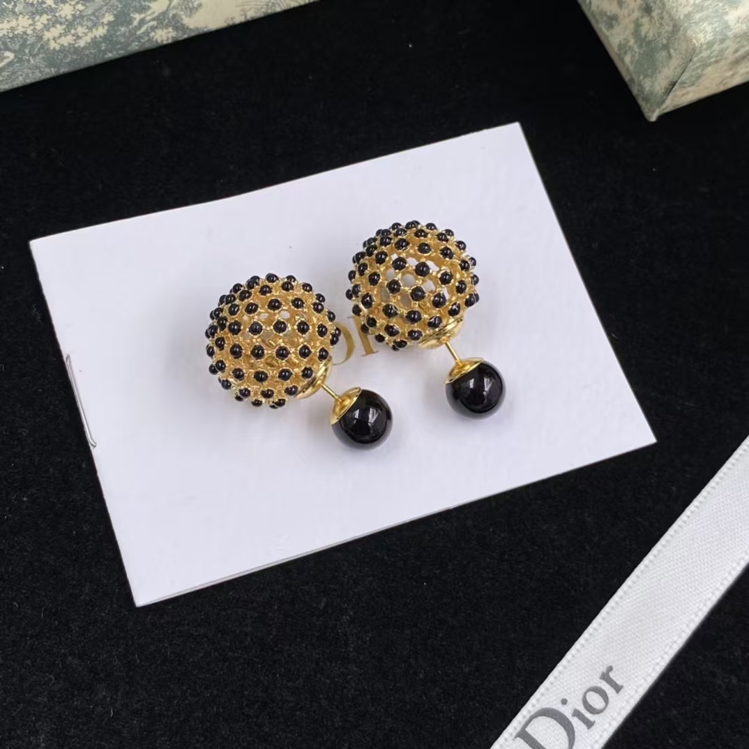 Replica Dior Black Stud Earrings