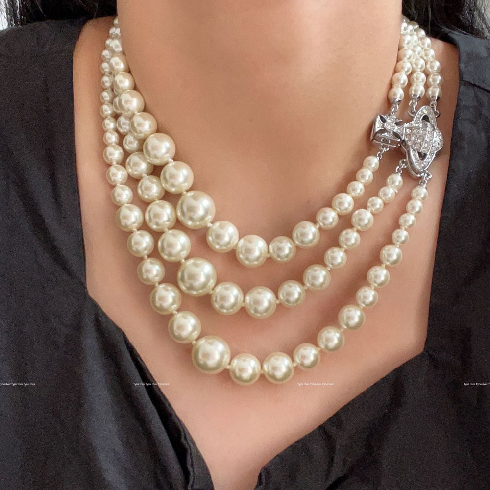 Replica Vivienne Westwood Triple Pearl Necklace