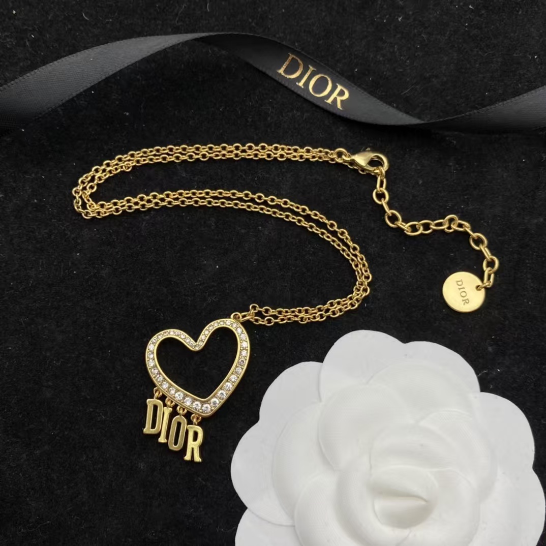 Replica Dior Letters Heart Necklace and Earrings