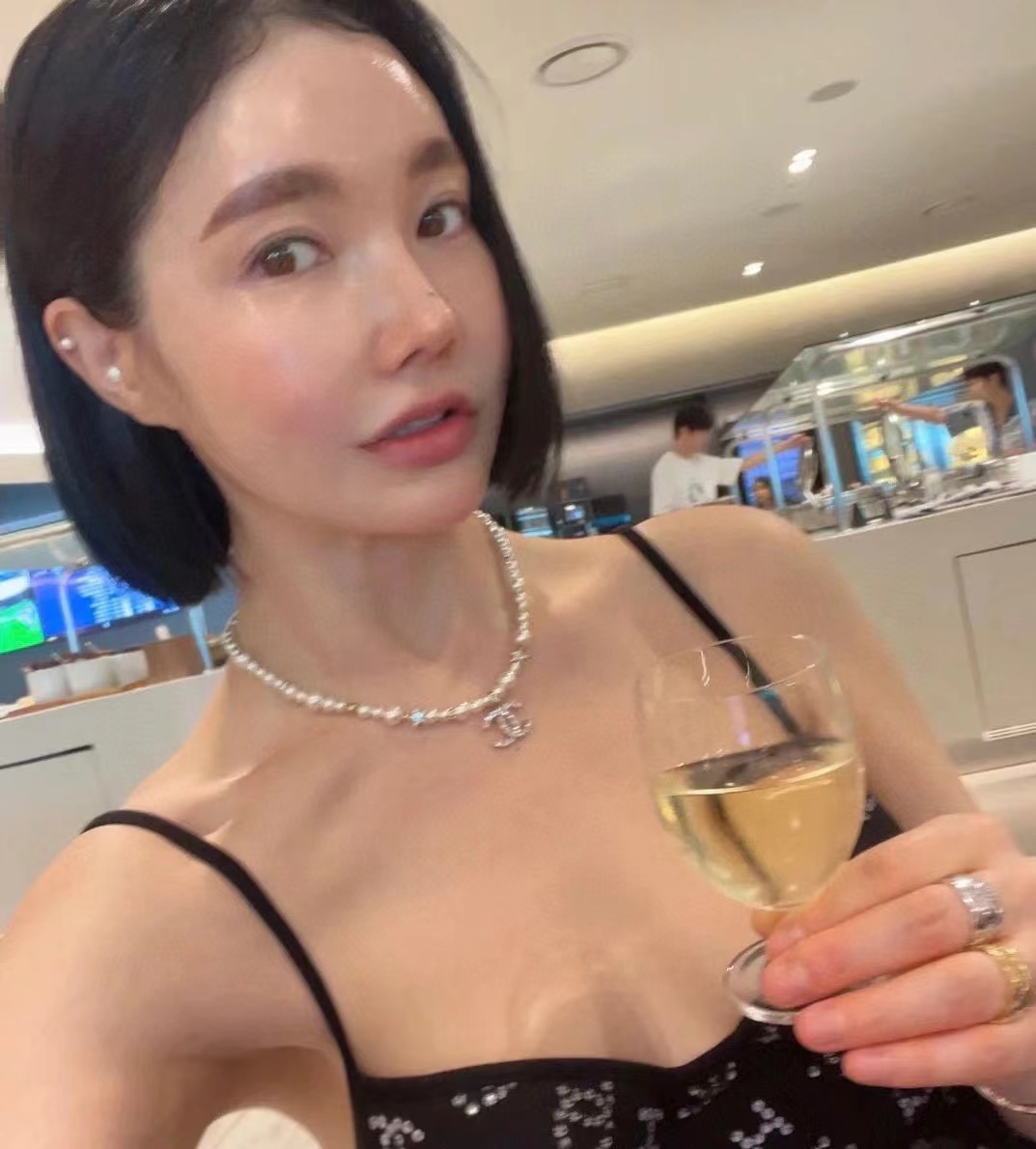 Replica Chanel Star Double C Pendant Pearl Necklace