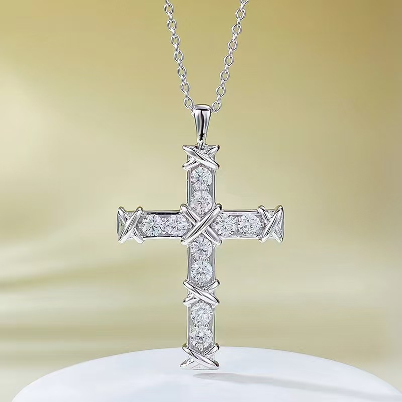 Replica Tiffany Ten Stone Cross Pendant with Diamonds