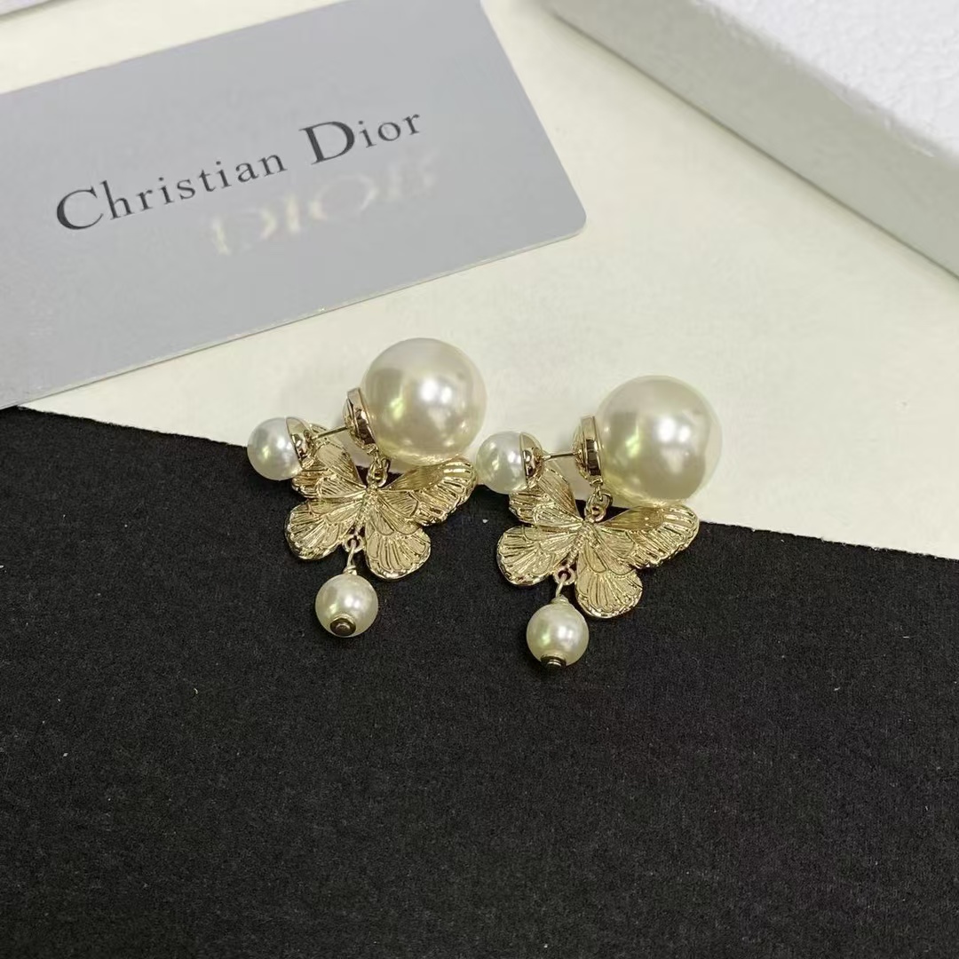 Replica Dior Butterfly with Pearl Earrings