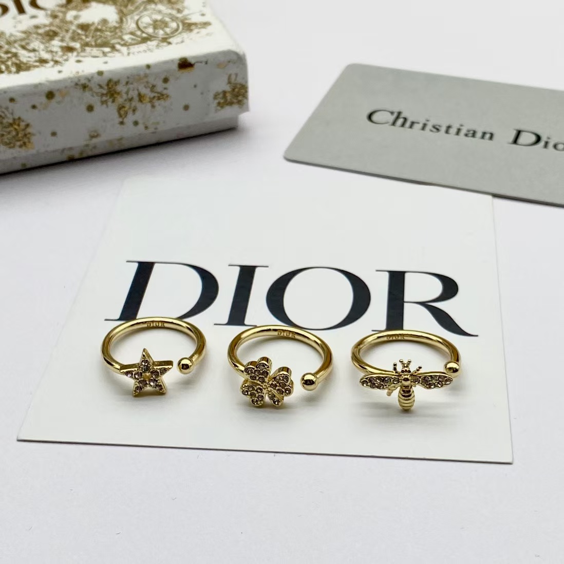 Replica Dior Star Bee Clover Stacking Rings - 3 Pieces