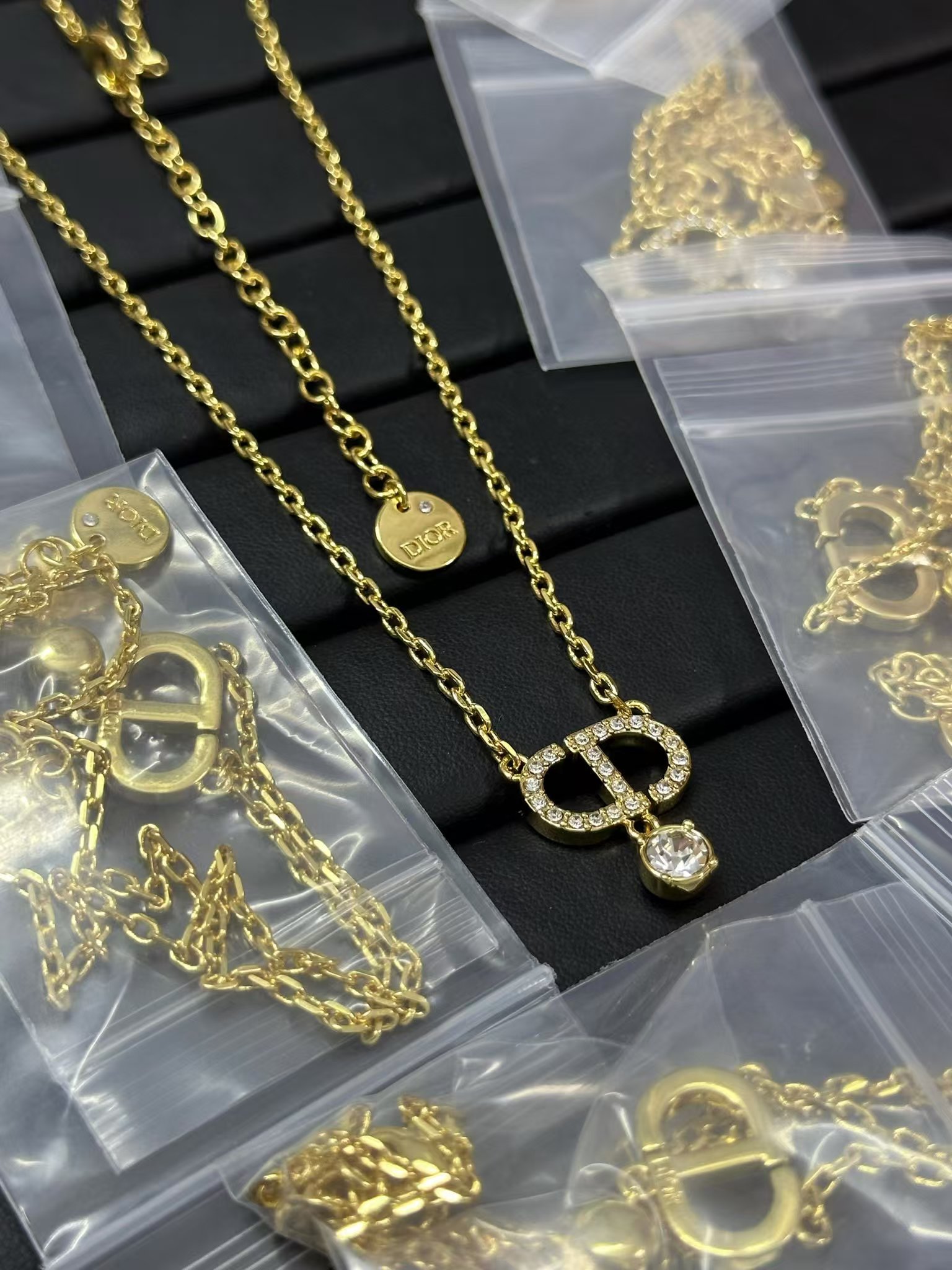 Replica Dior CD Pendant Diamond Drop Necklace