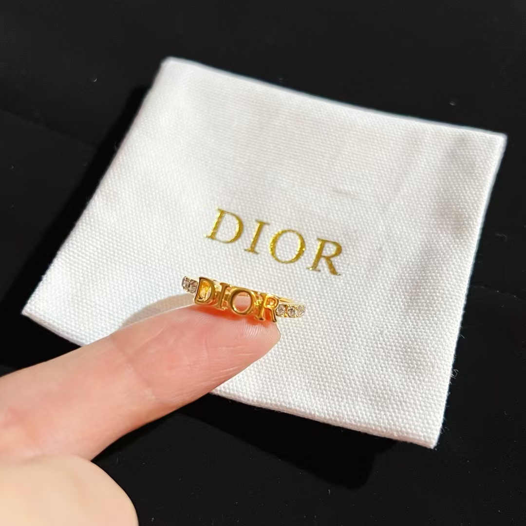 Replica Dior Letters Diamond Paved Ring