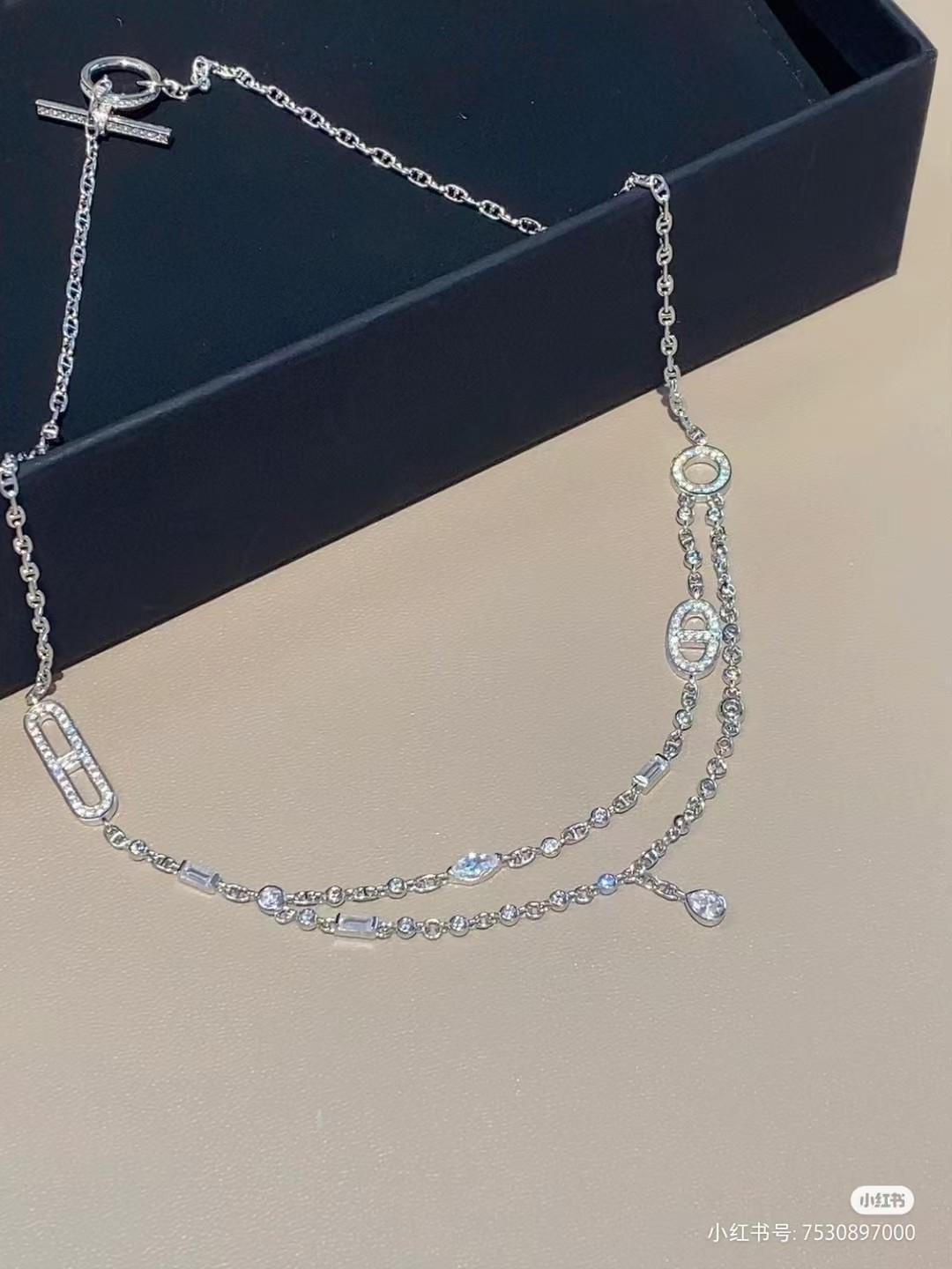 Replica Hermes Pig Nose Teardrop Diamond Pendant Necklace
