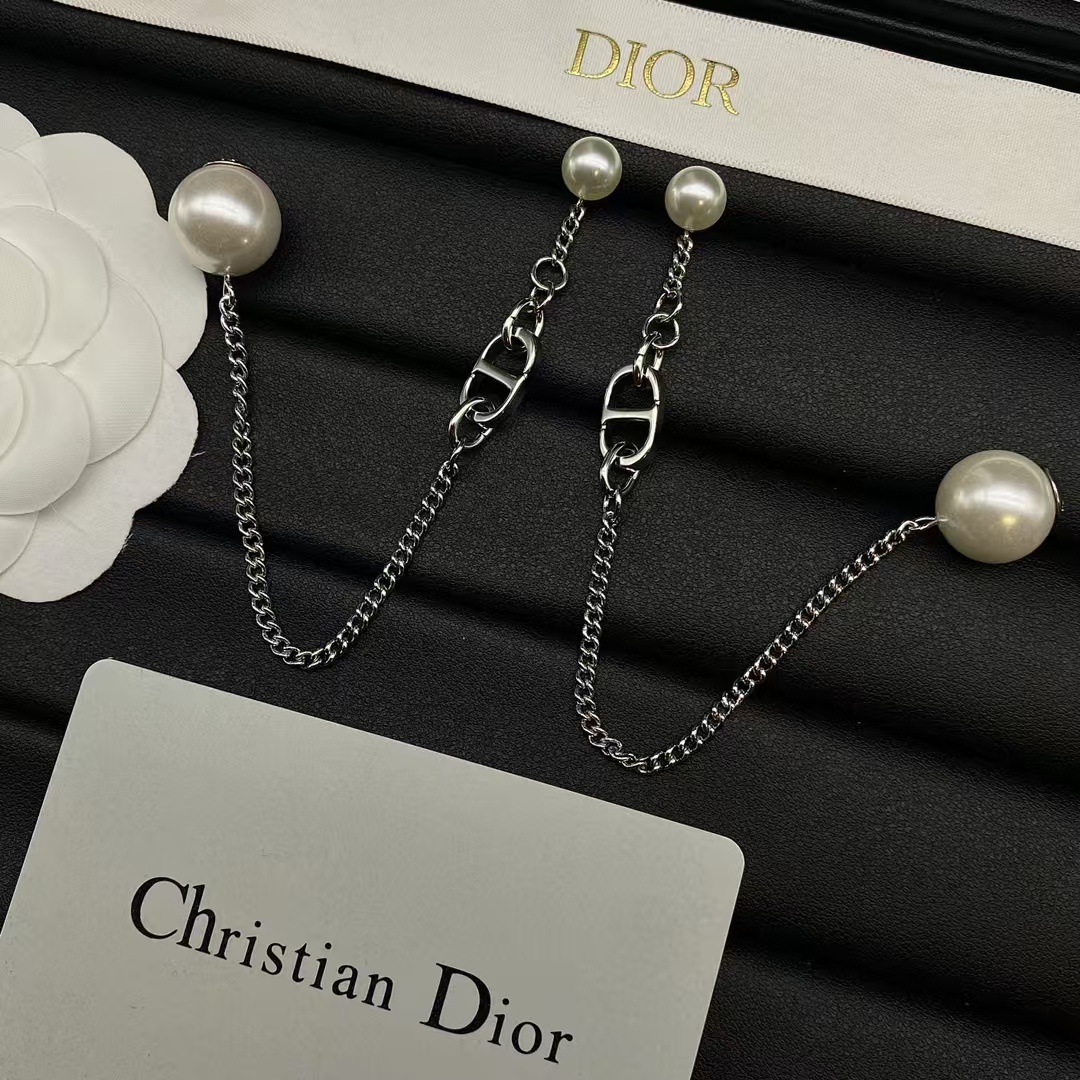 Replica Dior Chain Dangle Pearl Earrings