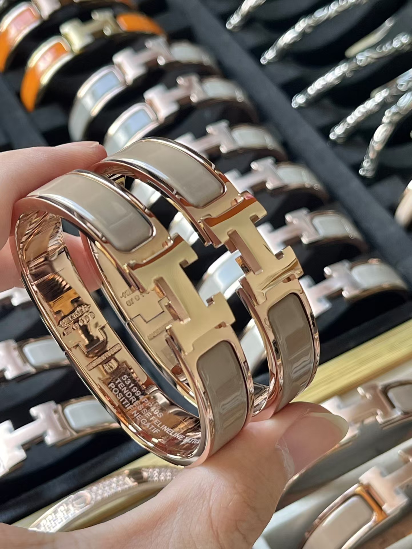 Replica Hermes Wide H Enamel Bracelet