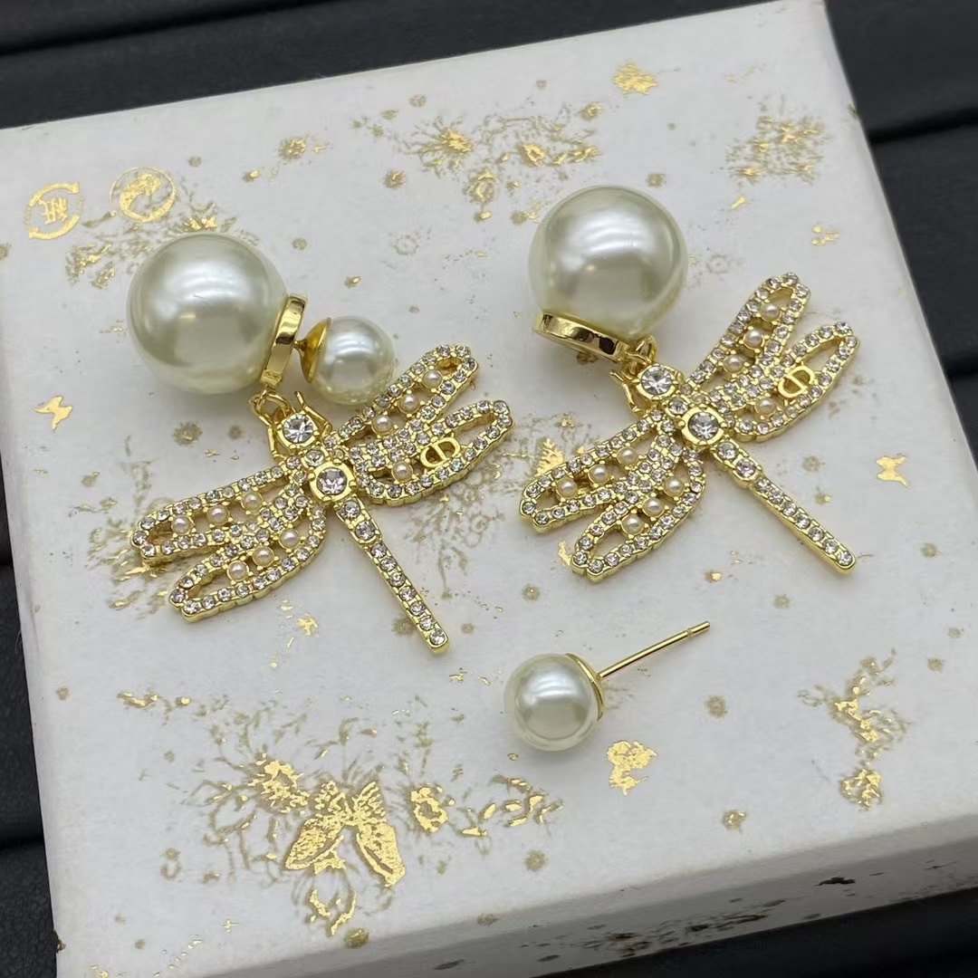 Replica Dior Dragonfly Pearl Earrings