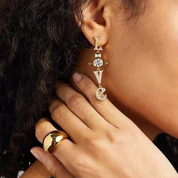 Replica Vivienne Westwood Letter LOVE Long Style Earrings